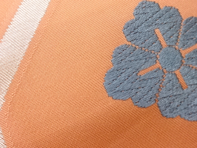 6563640: JAPANESE KIMONO / VINTAGE NAGOYA OBI / WOVEN FLOWER